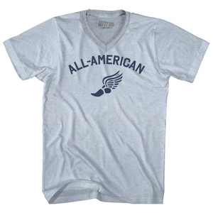 All-American Running Track Winged Foot Adult Tri-Blend V-neck T-shirt - Athletic White All-American Running Track Winged Foot Adult Tri-Blend V-neck T-shirt - Athletic White