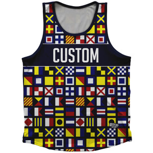 Sailing Nautical Flags Custom Athletic Sport Tank Top Made In USA - Navy