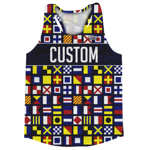 Sailing Nautical Flags Custom Running Track Tops Made In USA - Navy Sailing Nautical Flags Custom Running Track Tops Made In USA - Navy