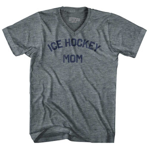 Ice Hockey Mom Tri-Blend V-neck Womens Junior Cut T-shirt - Athletic Grey Ice Hockey Mom Tri-Blend V-neck Womens Junior Cut T-shirt - Athletic Grey