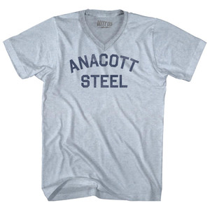 Anacott Steel Adult Tri-Blend V-neck T-shirt - Athletic White