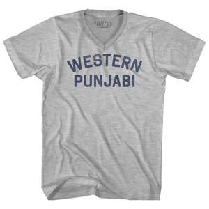 Western Punjabi Adult Cotton V-neck T-shirt - Grey Heather