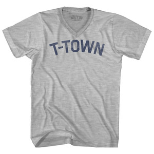 T-Town Adult Cotton V-neck T-shirt - Grey Heather