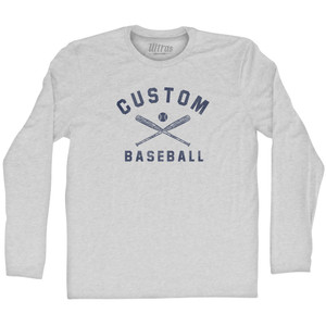 Custom Baseball Adult Cotton Long Sleeve T-shirt - Grey Heather