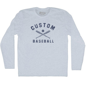 Custom Baseball Adult Tri-Blend Long Sleeve T-shirt - Athletic White