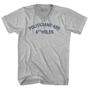 Politicians Are A Holes Adult Cotton V-neck T-shirt - Grey Heather Politicians Are A Holes Adult Cotton V-neck T-shirt - Grey Heather