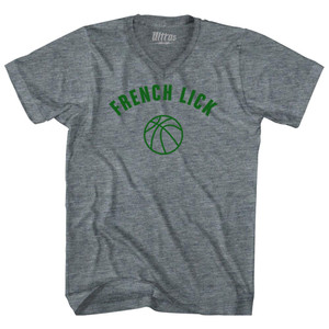 French Lick Basketball Tri-Blend V-neck Womens Junior Cut T-shirt - Athletic Grey