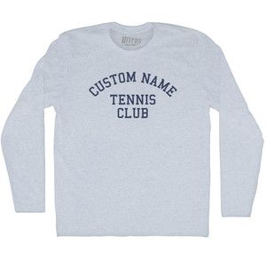 Custom Name Tennis Club Text Adult Tri-Blend Long Sleeve T-shirt - Athletic White Custom Name Tennis Club Text Adult Tri-Blend Long Sleeve T-shirt - Athletic White
