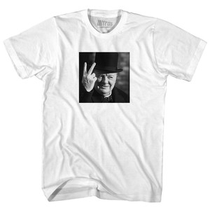 Winston Churchill Salute Picture Womens Cotton Junior Cut T-Shirt - White Winston Churchill Salute Picture Womens Cotton Junior Cut T-Shirt - White