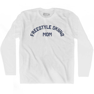 Freestyle Skiing Mom Adult Cotton Long Sleeve T-shirt - White