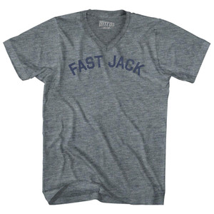 Fast Jack Adult Tri-Blend V-neck T-shirt - Athletic Grey