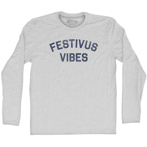 Festivus Vibes Adult Cotton Long Sleeve T-shirt - Grey Heather
