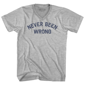 Never Been Wrong Adult Cotton V-neck T-shirt - Grey Heather Never Been Wrong Adult Cotton V-neck T-shirt - Grey Heather