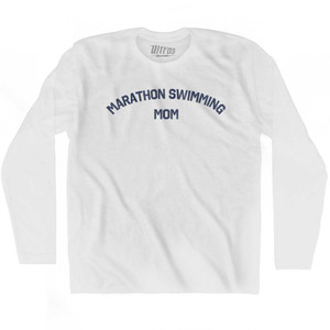 Marathon Swimming Mom Adult Cotton Long Sleeve T-shirt - White