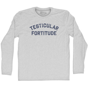 Testicular Fortitude Adult Cotton Long Sleeve T-shirt - Grey Heather Testicular Fortitude Adult Cotton Long Sleeve T-shirt - Grey Heather