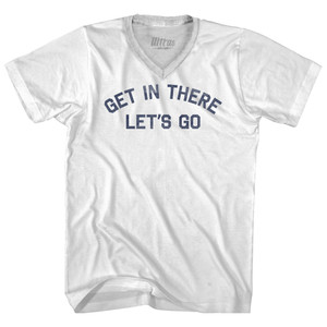 Get In There Let's Go Milo Quote Adult Tri-Blend V-neck T-shirt - White