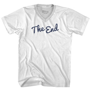 The End Cursive Adult Tri-Blend V-neck T-shirt - White