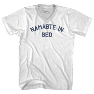 Namaste In Bed Adult Tri-Blend V-neck T-shirt - White