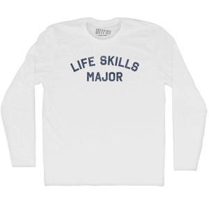 Life Skills Major Adult Cotton Long Sleeve T-shirt - White