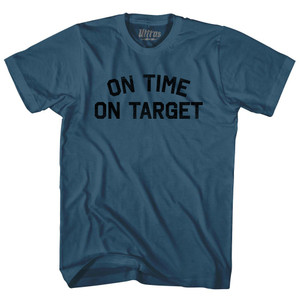 On Time On Target Adult Cotton T-shirt - Lake Blue