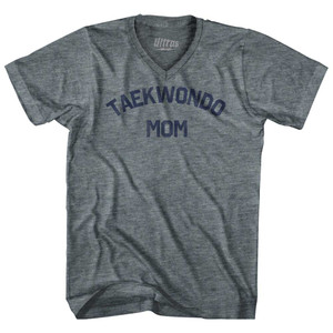 Taekwondo Mom Adult Tri-Blend V-neck T-shirt - Athletic Grey