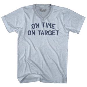 On Time On Target Adult Tri-Blend V-neck T-shirt - Athletic White On Time On Target Adult Tri-Blend V-neck T-shirt - Athletic White