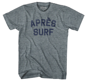 Women LARGE- Apres Surf Womens Tri-Blend Junior Cut T-Shirt-Athletic Grey- Final Sale Z1