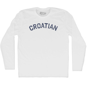 Croatian Adult Cotton Long Sleeve T-shirt - White