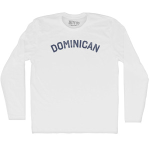 Dominican Adult Cotton Long Sleeve T-shirt - White