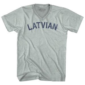 Latvian Adult Tri-Blend V-neck T-shirt - Athletic Cool Grey