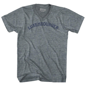 Luxembourger Adult Tri-Blend V-neck T-shirt - Athletic Grey