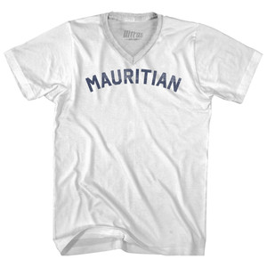 Mauritian Adult Tri-Blend V-neck T-shirt - White
