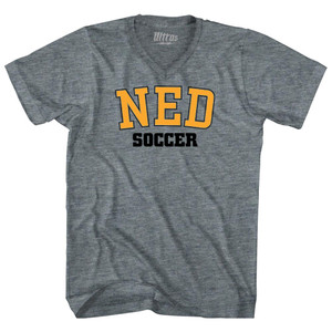 Netherlands Soccer Codes Tri-Blend V-neck Womens Junior Cut T-shirt - Athletic Grey