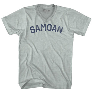 Samoan Adult Tri-Blend V-neck T-shirt - Athletic Cool Grey