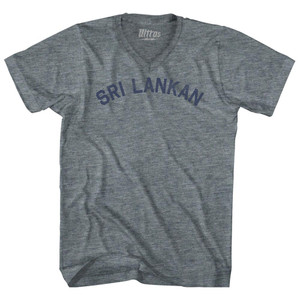 Sri Lankan Tri-Blend V-neck Womens Junior Cut T-shirt - Athletic Grey