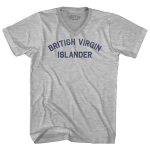 British Virgin Islander Adult Cotton V-neck T-shirt - Grey Heather