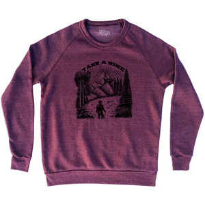 Take A Hike Illustration Design Adult Tri-Blend Sweatshirt Cranberry Take A Hike Illustration Design Adult Tri-Blend Sweatshirt Cranberry