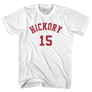 Hickory 15 Basketball (Distressed Design) Adult Cotton T-shirt White Hickory 15 Basketball (Distressed Design) Adult Cotton T-shirt White