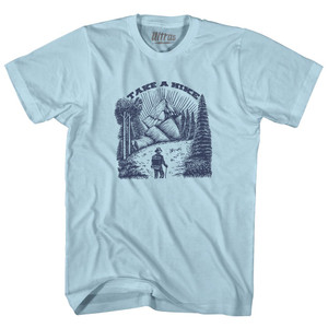 Take A Hike Illustration Design Adult Cotton T-shirt Light Blue
