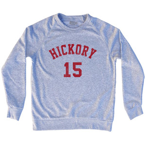 Hickory 15 Basketball (Distressed Design) Adult Tri-Blend Sweatshirt Grey Heather