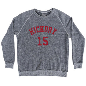 Hickory 15 Basketball (Distressed Design) Adult Tri-Blend Sweatshirt Athletic Grey