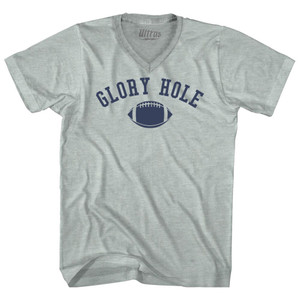 Glory Hole Football Adult Tri-Blend V-neck T-shirt Athletic Cool Grey Glory Hole Football Adult Tri-Blend V-neck T-shirt Athletic Cool Grey