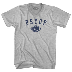 PSYOP Football Adult Cotton V-neck T-shirt Grey Heather