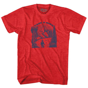 Take A Hike Illustration Design Adult Tri-Blend T-shirt Athletic Red Take A Hike Illustration Design Adult Tri-Blend T-shirt Athletic Red