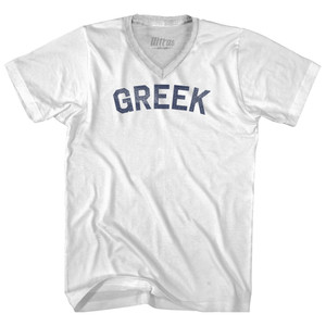 Greek Adult Tri-Blend V-neck T-shirt - White