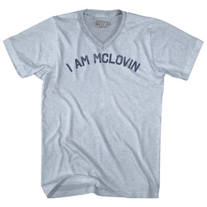 I AM MCLOVIN Adult Tri-Blend V-neck T-shirt - Athletic White