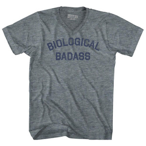 Biological Badass Adult Tri-Blend V-neck T-shirt - Athletic Grey