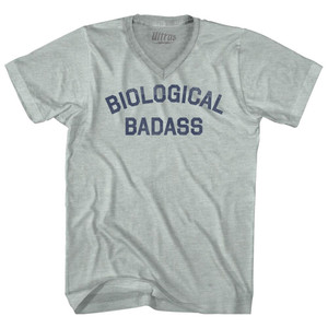 Biological Badass Adult Tri-Blend V-neck T-shirt - Athletic Cool Grey Biological Badass Adult Tri-Blend V-neck T-shirt - Athletic Cool Grey
