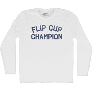 Flip Cup Champion Adult Cotton Long Sleeve T-shirt - White