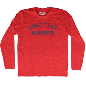 First Team Awesome Adult Tri-Blend Long Sleeve T-shirt - Athletic Red